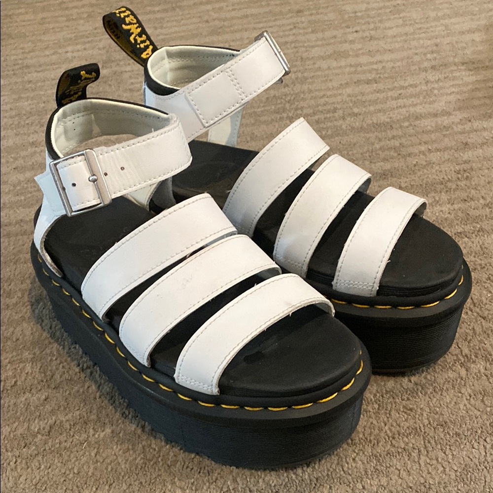 Dr. Martens White Sandals with Black Soles